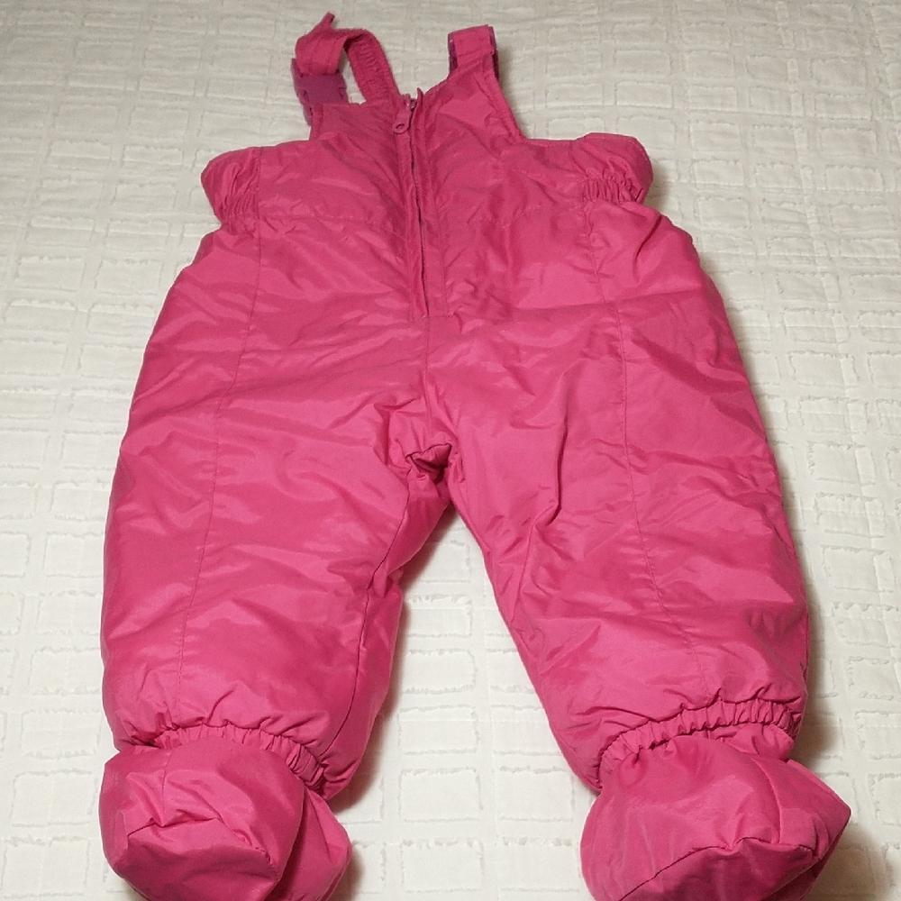 London Fog Pink Kids Snow Bibs, Detachable‎ Booties, Size Infant 12 Months